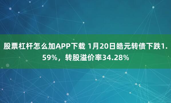 股票杠杆怎么加APP下载 1月20日皓元转债下跌1.59%，转股溢价率34.28%
