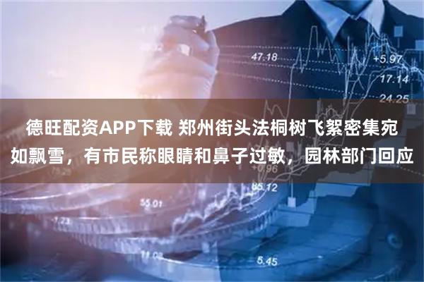 德旺配资APP下载 郑州街头法桐树飞絮密集宛如飘雪，有市民称眼睛和鼻子过敏，园林部门回应